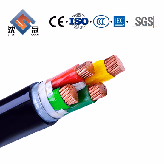 Shenguan 4 코어 XLPE 절연 PVC 외장 Cu 지하 전기 기갑 저전압 전원 케이블 60m3